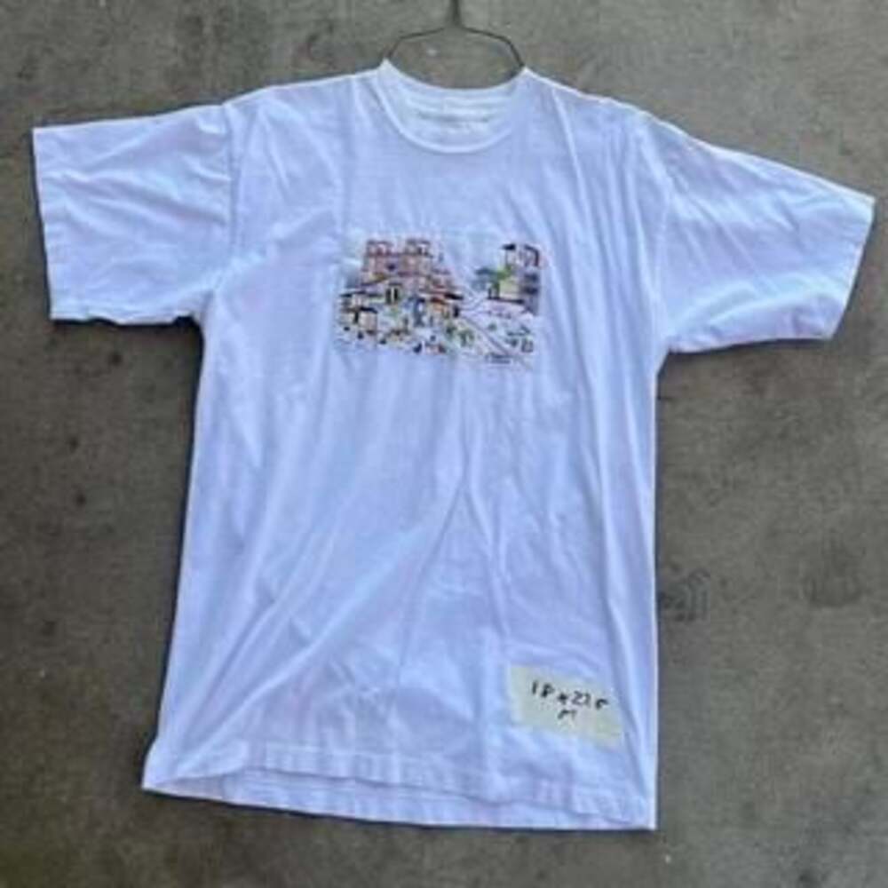 Vintage 90s Embroidered Ecuador Landscape White T-Shirt - Size M